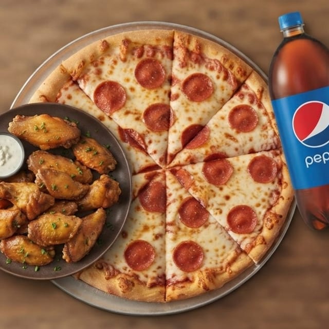 Large 18" 1-Topping Pizza, 10 Wings & 2-Liter.